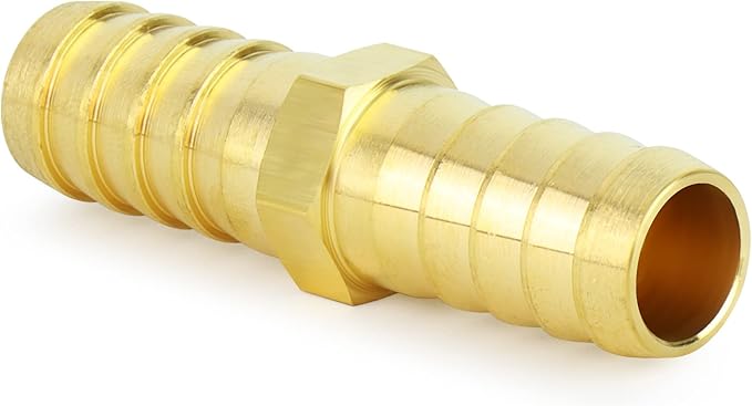 ChillWaves Brass Hose Barb Fittings, Splicer Mender Union 7/8" Barb x 7/8" Barb with Hose Clamp Hose Repair Kit For Water/Fuel/Air(3-PACK)