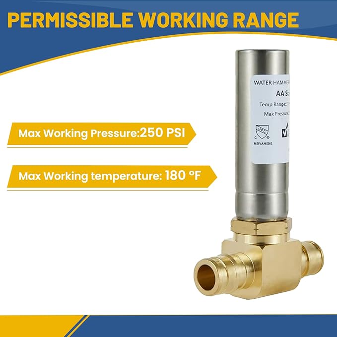Water Hammer Arrestor,1/2Inch Stainless Steel Tee Water Arrestor,Pex-A Expansion Connection(2PACK,Stainless Steel Arrestor)(HAMMER009-2Pack)
