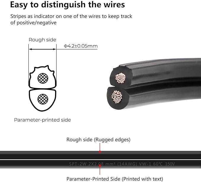 FIRMERST 14/2 Low Voltage Landscape Wire Outdoor Lighting Cable 260 Feet
