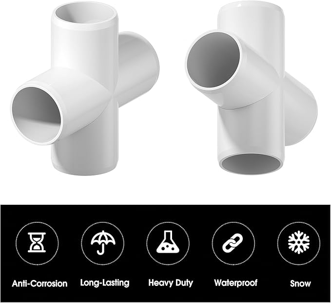 18PCS 4 Way Cross PVC Fittings 3/4Inch, SCH40 Furniture Grade Elbow Fitting Heavy Duty PVC Pipe Connector for Water Supplies, DIY Garden Shelf & Greenhouse