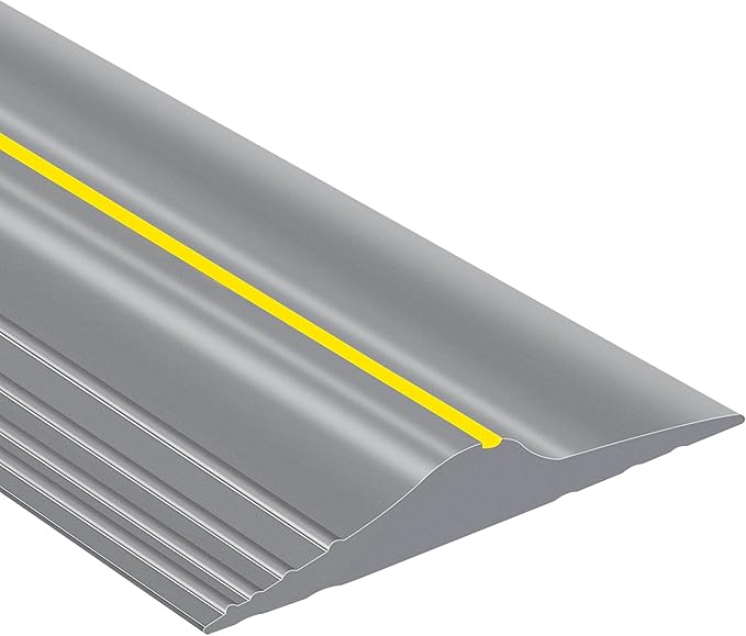 10Ft/3M Universal Garage Door Rubber Threshold Strip, Weatherproof Seal Strip DIY Weather Stripping Replacement, Not Include Adhesive (Grey-Yellow Line)