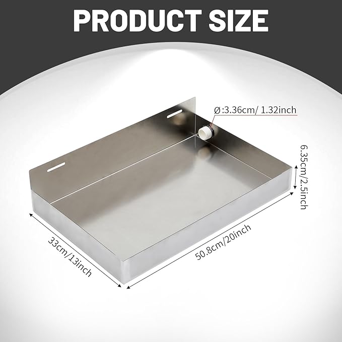 Blulu Water Heater Drain Pan Wall Mounted Tankless Stainless Steel Heater Pan 20" x 13" x 2.5", Water Damage Prevention No Leak Welded and Waterproof
