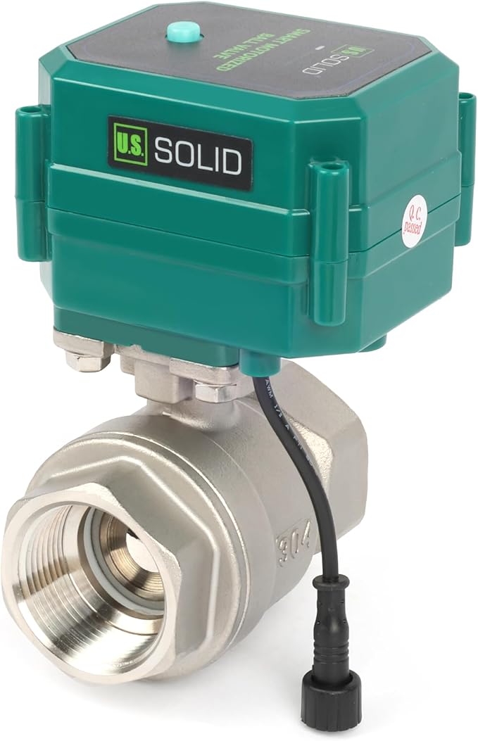 U.S. Solid 1-1/4" Smart Motorized Ball Valve - Stainless Steel Remote App Mobile-control Electrical Ball Valve with Manual Switch, Plug Connection