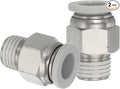 MECCANIXITY 2 Pcs NPT Push to Connect Air Fittings, Male Straight 3/8" Tube OD x 1/4" NPT Thread Air Quick Connector Coupling Adapter for Gas Hose Pneumatic Tools White