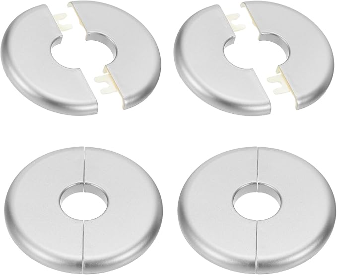 PATIKIL Wall Split Flange 80mm / 3.1" OD, 4 Pcs Round Escutcheon Plate Cover PPR Plumbing Cover Plates with Self-Adhesive Tape for 22.5mm / 0.9" Dia Water Pipe Faucet, Silver