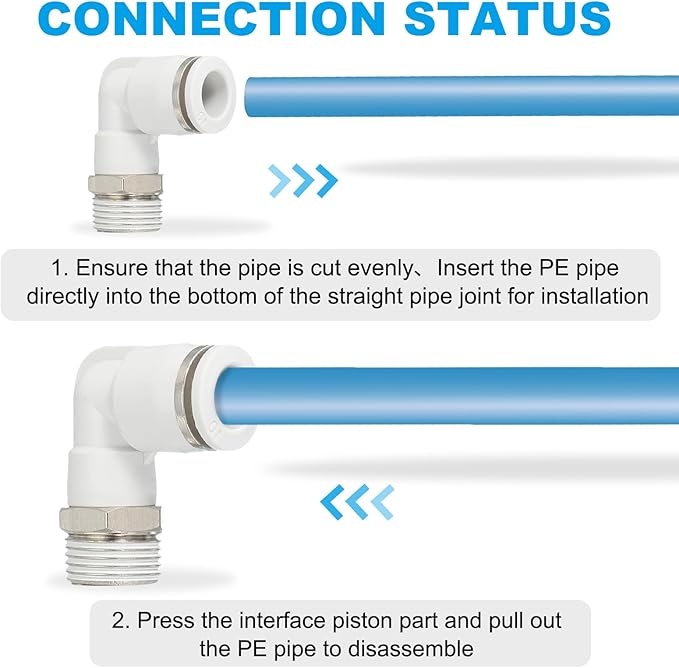 PATIKIL Push to Connect Fitting, 2 Pack Pneumatic Air Elbow Quick Connector 3/8"PT Male Thread x 10mm Tube 90 Degree Connect Tubing Elbow Air Tube Fitting Pneumatic Quick Adapter, White
