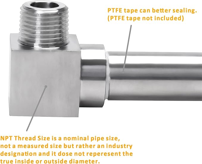 90 Degree Street Elbow - 1/2" NPT Male to 1/2" NPT Female Stainless Steel 304 Heavy Duty Forged Square Barstock Street Elbow Adapter Pipe Fitting (pack of 2)