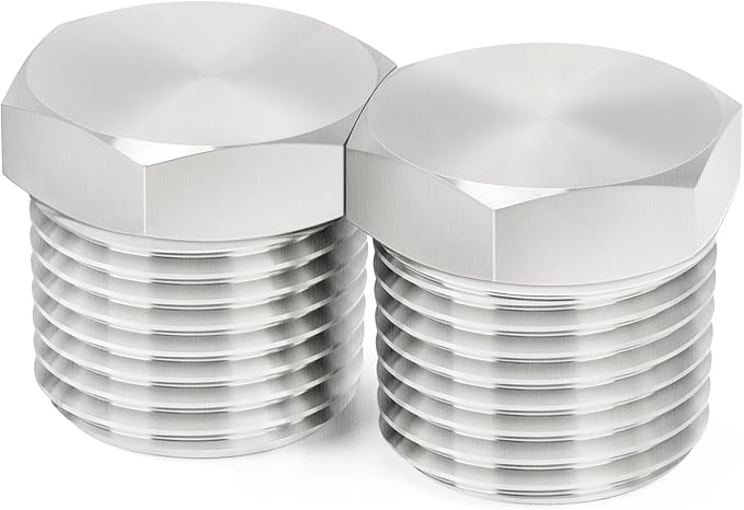 ChillWaves 304 Stainless Steel Pipe Fitting, Outer Hex Head Socket Pipe Plug Fitting，1-1/4" NPT Male，Thread Adapter(2-PACK)