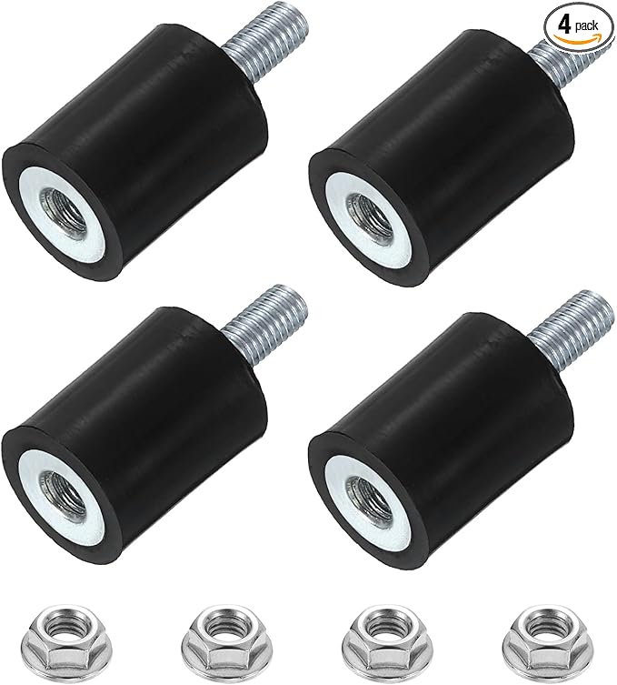 uxcell M5 Rubber Mounts, 4Pcs 15x20mm(DxH) Rubber Cylindrical Anti Vibration Isolator Shock Absorber with Lock Nut for Car Bobbin Generator Air Compressors