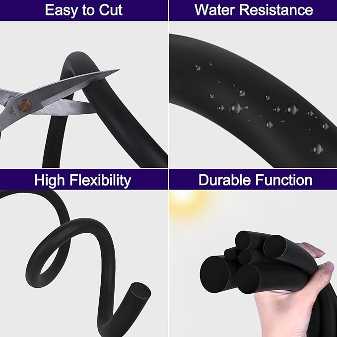 ToLanbbt Backer Rod EPDM Rubber 5/8" Diameter x 20' Length Caulk Saver Door Window Weather Stripping Seal for Concrete Filling Joints and Gaps (Black)
