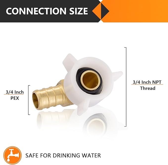 25-Pack HeSun PEX Fittings, 3/4" Pex x 3/4" Female NPT Swivel Elbow, Brass Crimp Fitting for ASTM F1807(PEX1807211-25)