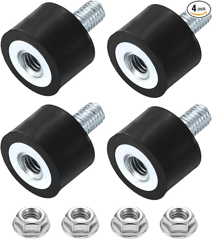 uxcell M5 Rubber Mounts, 4Pcs 15x10mm(DxH) Rubber Cylindrical Anti Vibration Isolator Shock Absorber with Lock Nuts for Car Bobbin Generator Air Compressors