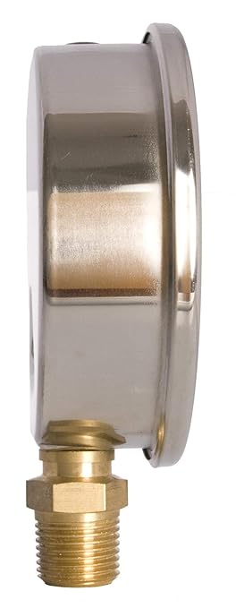 4" Oil Filled Pressure Gauge - Stainless Steel Case, Brass, 1/2" NPT, Lower Mount Connection, 0-100PSI