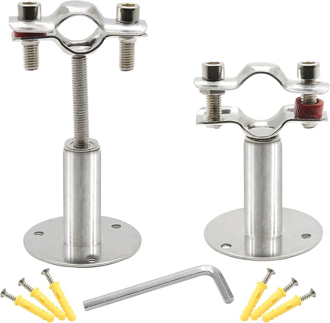 Piutouyar 2 Pcs Stainless Steel Wall Mount Ceiling Mount Pipe Support, Adjustable Pipe Ceiling Bracket Clamp Pipe Straps Fit for Dia 19mm(1/2inch) Pipe with Screws