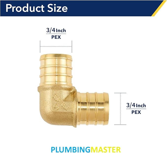 5 Pack 3/4" Brass Pipe Fitting PEX Elbow Fittings, Anti-Corrosion, Lead-Free, 5 Year Warranty, Multiple Certifications, Easy Installation - for PEX Tubing Pipe (3/4" Elbow, 5)