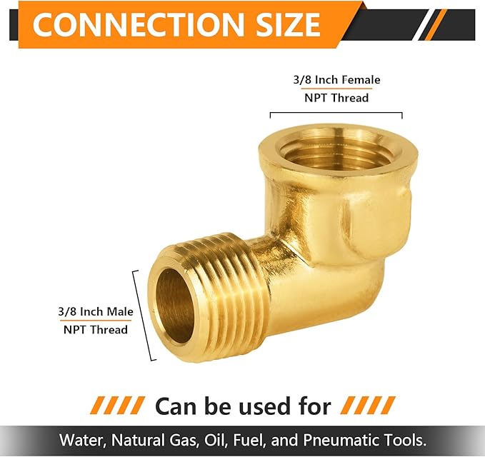 100-PCs HeSun Brass Pipe Fitting, 3/8" NPT Male x 3/8" NPT Female 90-Degree Barstock Street Elbow