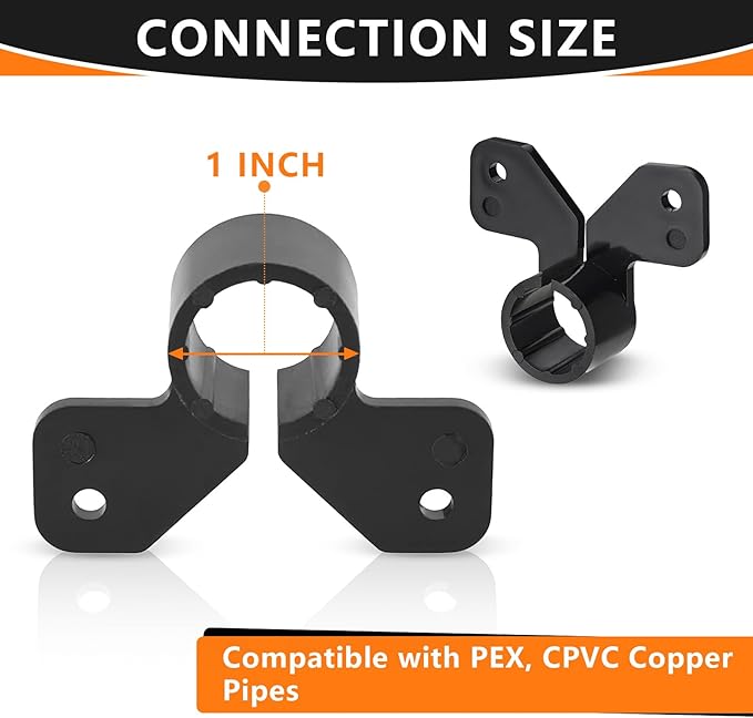 500-Pack HeSun 1" PEX Suspension Pipe Clamps, Black Butterfly Style, Fit for PEX, Copper, CPVC Pipe