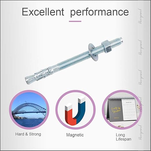 1/2" x 5-1/2" Wedge Anchor, for Cement and Concrete only, zinc-Plated Carbon Steel Screws and lag Bolts （ 30 pcs
