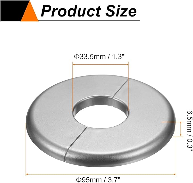 HARFINGTON 8pcs Wall Split Flange 33.5mm/1.3" Self-Adhesive Plumbing Cover Plates ABS Plastic Round Escutcheon Plate Buckle Design for Water Pipe Bathroom Kitchen Decoration, Gray