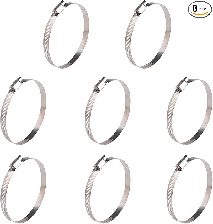 Winlong 3 Inch Stainless Steel Hose Clamps, 8PK SAE 64 4'' Worm Gear Drive Hose Clamps 2 1/2’’-4 1/2’’(64-114mm) for Automotive Plumbing, 2 3/4'', 3'', 3 1/2’’, 3 3/4'' Clamps