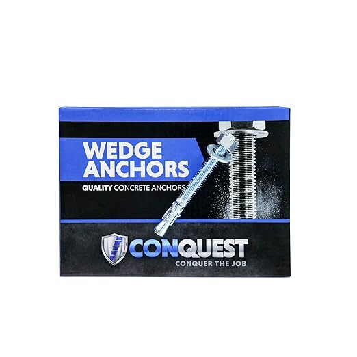 Conquest 3/8" x 3" Zinc Plated Wedge Anchors (Box of 50) – High Performance Concrete Anchors – Rust Resistant Zinc Plating for Dry Interior Environments – Heavy Duty Fastener for Concrete