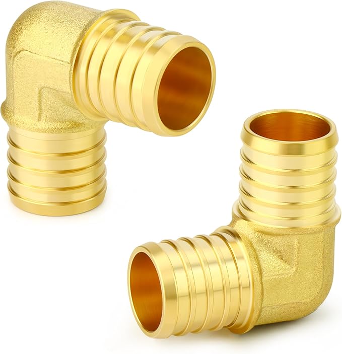 GASHER 2Pcs No Lead Brass 1" Pex Elbow Fittings, 1 Inch Pex Fittings for Pex Tubing