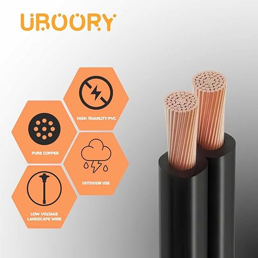 16/2 Low Voltage Landscape Wire, 16 Gauge 2 Conductor 250 Feet, Low Voltage Wire, Outdoor Direct Burial Electrical Wire