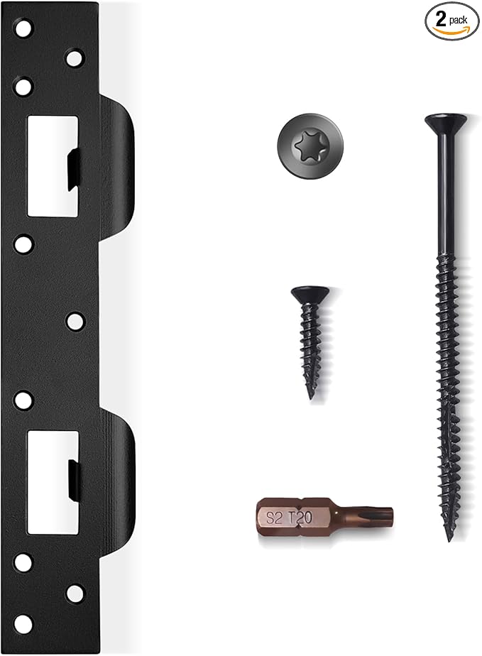 Door Strike Plate Double Opening (2, Matte Black)