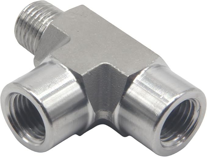 HFS(R) 304 Stainless Steel FORGED Pipe Fitting NPT Tee, 1/4" NPT Male x 1/4" NPT Female x 1/4" NPT Female, 3 Ways Branch Tee Connector Pipe Fitting