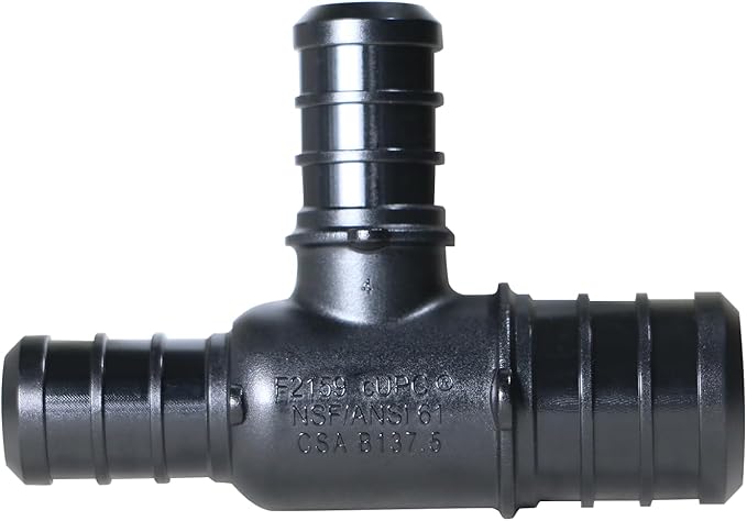 XFITTING Poly Pex B Barb Crimp 3/4 X 1/2 X 1/2 Pex B Tee, Poly Alloy, 10 Pieces