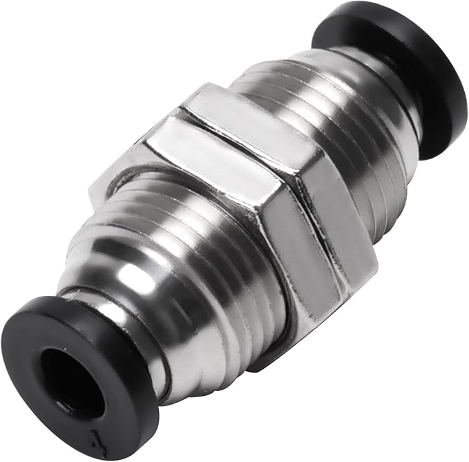 Bulkhead Union Push to Connect Tube Fitting 4mm Tube OD Double Threaded (10 Packs)