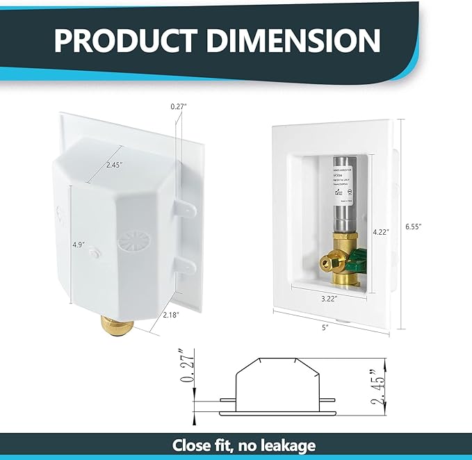 20-Pack Seelink Pre-Assembled Ice Maker Outlet Box, 1/2" PEX Crimp Inlet x 1/4" OD Compression Outlet, with Installed 1/4-Turn Ball Valve and Stainless Steel Hammer Arrestor