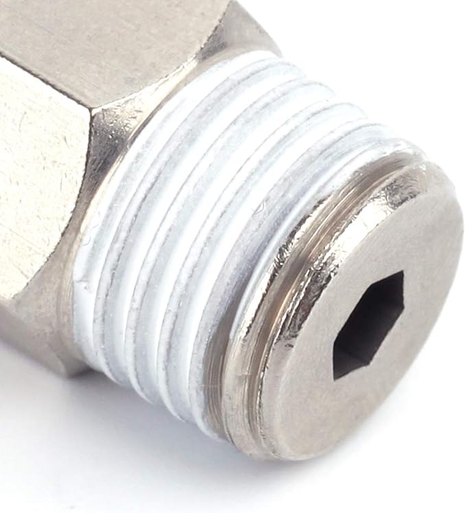 SNS 1/4"Tube OD x 3/8 NPT Male Straight Nickel Plated Brass Push to Connect Pneumatic Fittings（10 PCS） SPC1/4-03NPTBE
