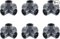 uxcell 1" PVC Fittings, 6 Pcs 5 Way Elbow Connector Elbow PVC Furniture Fittings Corner Fitting for Water Supplies PVC Furniture DIY Shelf Greenhouse Tent Connection, Grey