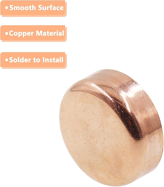 Copper Pipe Cap,TTZEZE Copper End Cap,Certified Safe Pressure Copper Cap Plug,Solid Sweat Solder Connection,Pure Copper Plumbing Cap for Plumbing HVAC Air Conditioner 35mm/1.37'' 1PCS
