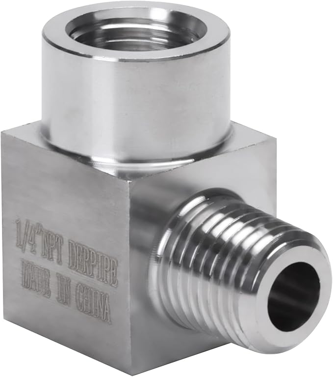 90 Degree Street Elbow - 1/4" NPT Male to 1/4" NPT Female Stainless Steel 304 Heavy Duty Forged Square Barstock Street Elbow Adapter Pipe Fitting (pack of 2)