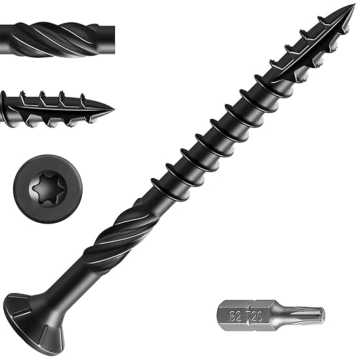 #10 * 2-1/2" Black Deck Screws, (80pcs) 1 lbs.Exterior Wood Screws, Rust Resistant Epoxy Coated, Bronze, T20 Star Bit