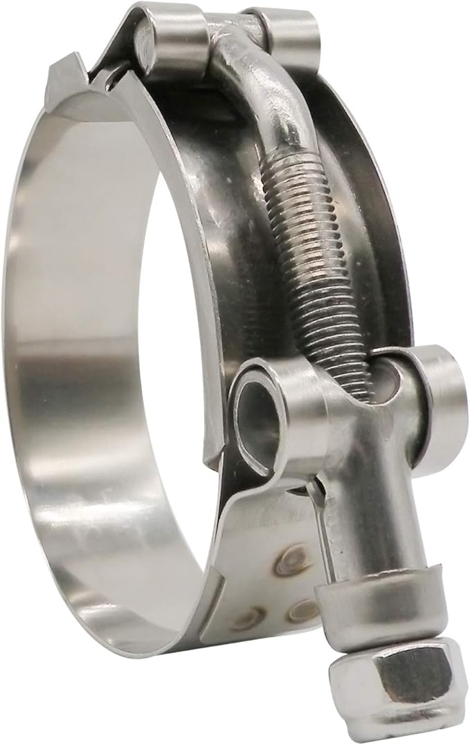 ROADFORMER 71mm - 79mm T-Bolt Hose O.D. Clamp - Working Range 2.81" - 3.11" Clamp for 3 inch Hose OD, Stainless Steel Bolt, SS Band Floating Bridge and Nylon Insert Locknut (71mm - 79mm, 2 pack)