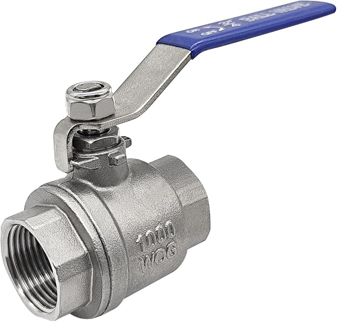 1-1/4" NPT Female 304 Stainless Steel Full Port Ball Valve with Blue Vinyl Handle 1000 WOG (1-1/4 inch)