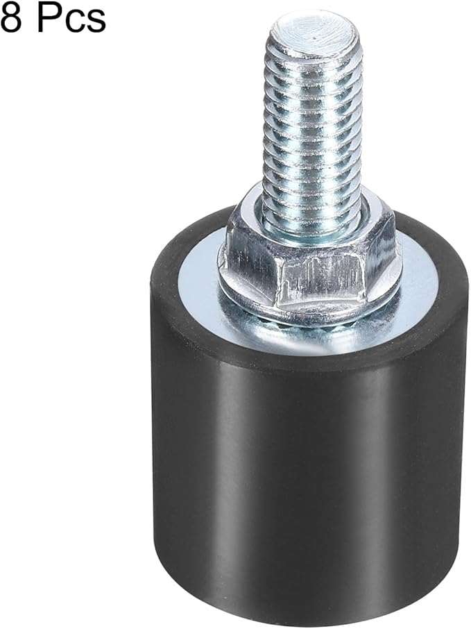 uxcell 8pcs M8x23mm Rubber Isolator Mounts with Studs 25x25mm Male Female Vibration Shock Absorber Zinc Plated Cylindrical Thread Mounts Anti Vibration Isolators with 8pcs M8 Lock Nuts