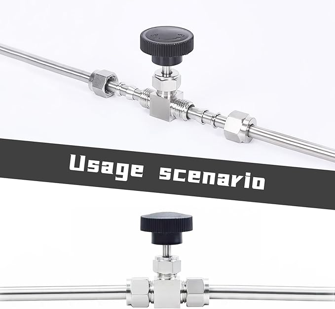 1 Piece1/2NeedleValve，O.D.1/2Inch flow Control valve,for Connecting1.27cmStainless SteelTubing, Copper, RigidPlastic Tubing, Used to control water, gas and oil. Stainless steel 304.