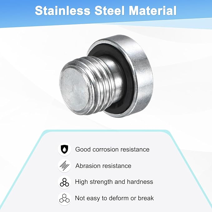 4-Pack M10x1.25mm Inner Hex Head Pipe Fitting Plug, Carbon Steel Sensor Socket Plug with Seal O-Ring for Terminate Pipe Ends/High Pressure Washer, Sealing Screw