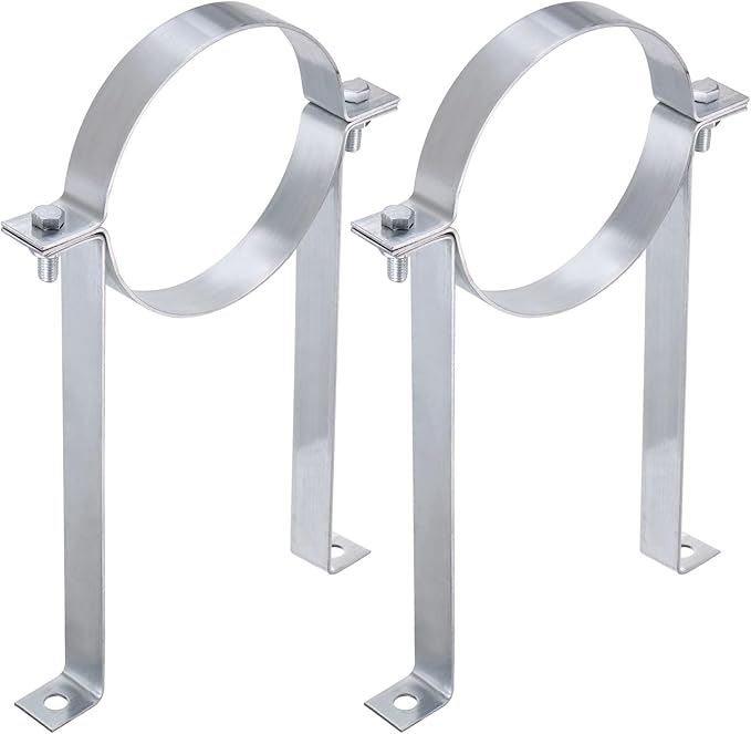 PATIKIL 6 Inch B Vent Wall Strap, 2 Pack Galvanized Round Gas Vent Pipe Strap Ventilation Open Ring Hanger Vent Wall Bracket for B Type Vent Pipe, Silver