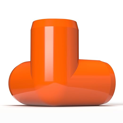 FORMUFIT 1-1/4" 3-Way Elbow Furniture Grade PVC Fitting in Orange, Made in USA, UV-Resistant, Impact-Proof, 1.660" Actual Socket Diameter (Pack of 4)