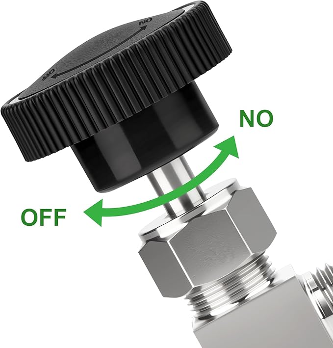 TAISHER 1PCS 304 Stainless Steel 90 Degree Needle Valve 1/8" NPT Male For Flow Control Water Gas Oil
