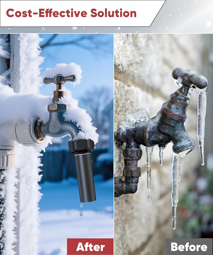 Outdoor Faucet Winter Freeze Protection Valve, Activates at Water Temperature Below 35.6°F/ 2°C, 3/4-Inch Thread Frost Proof Faucet Cover for for Garden, Lawn & Yard Spigot, Black, 4Pack