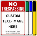 Custom No Trespassing Sign, Glow in the Dark/Reflective Option, Personalized Aluminum Warning Signs, Customize for Business, Yard, Garden, School, Driveway, Outdoor 12''x8''