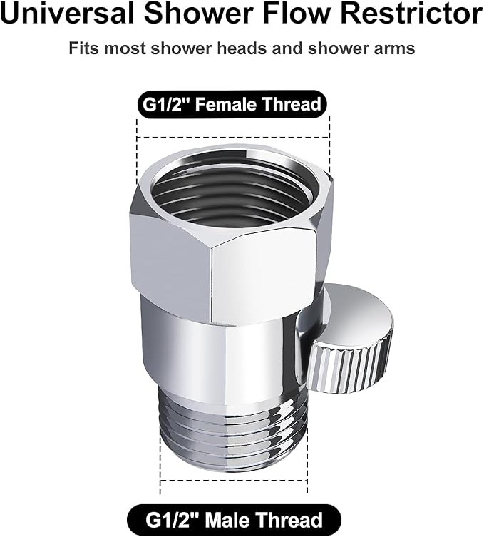 Brass Shower Flow Control Valve: Shower Head Shut Off Valve(Female and Male), MAYYAYA Water Flow Control Valves, for Handheld Shower Head or Bidet Sprayer- Handle Lever (Black)