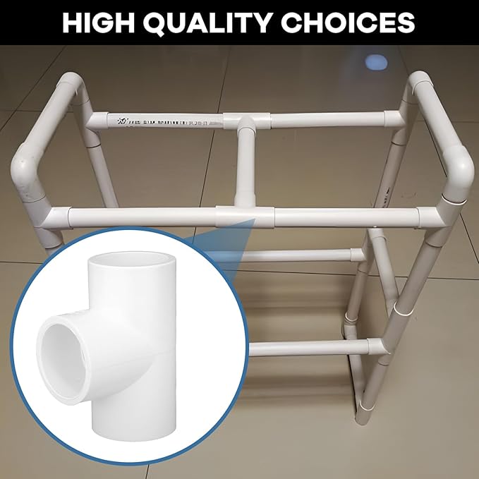16-Packs 1 inch Tee PVC Fitting 3 Way Furniture Grade Pipe Elbow Connector for DIY PVC Shelf Greenhouse Pipe Fittings