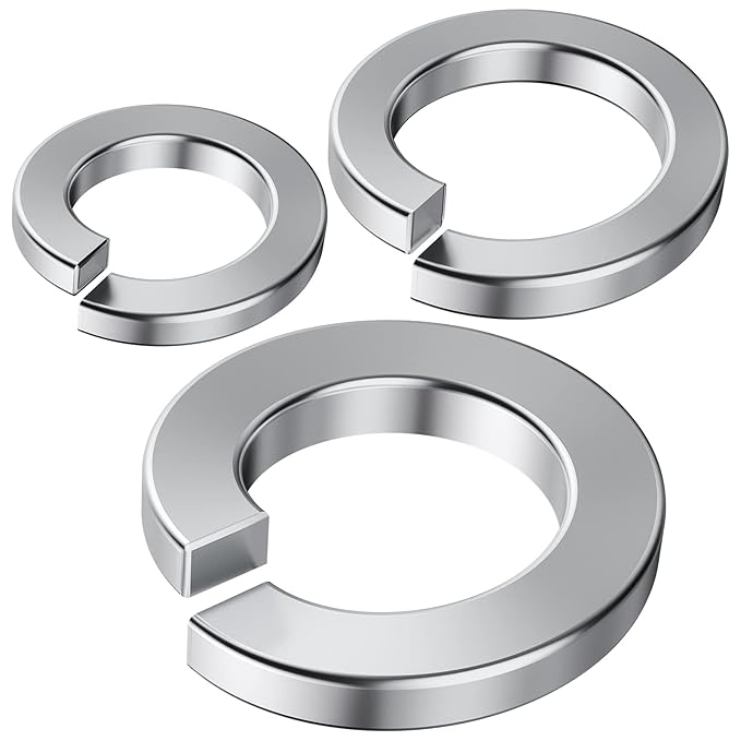 Lock Washer kit for Screws and Bolts, (#4#6#8#10#12 1/4 5/16 3/8 1/2 Stainless Steel 304 and Black) Split Lock Washer Set, Suitable for Factory Maintenance, Kitchen, Store and Outdoor
